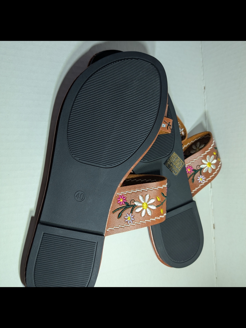 SHEIN Brown Floral Embroidered Women’s Sandals‎ - Picture 2 of 5